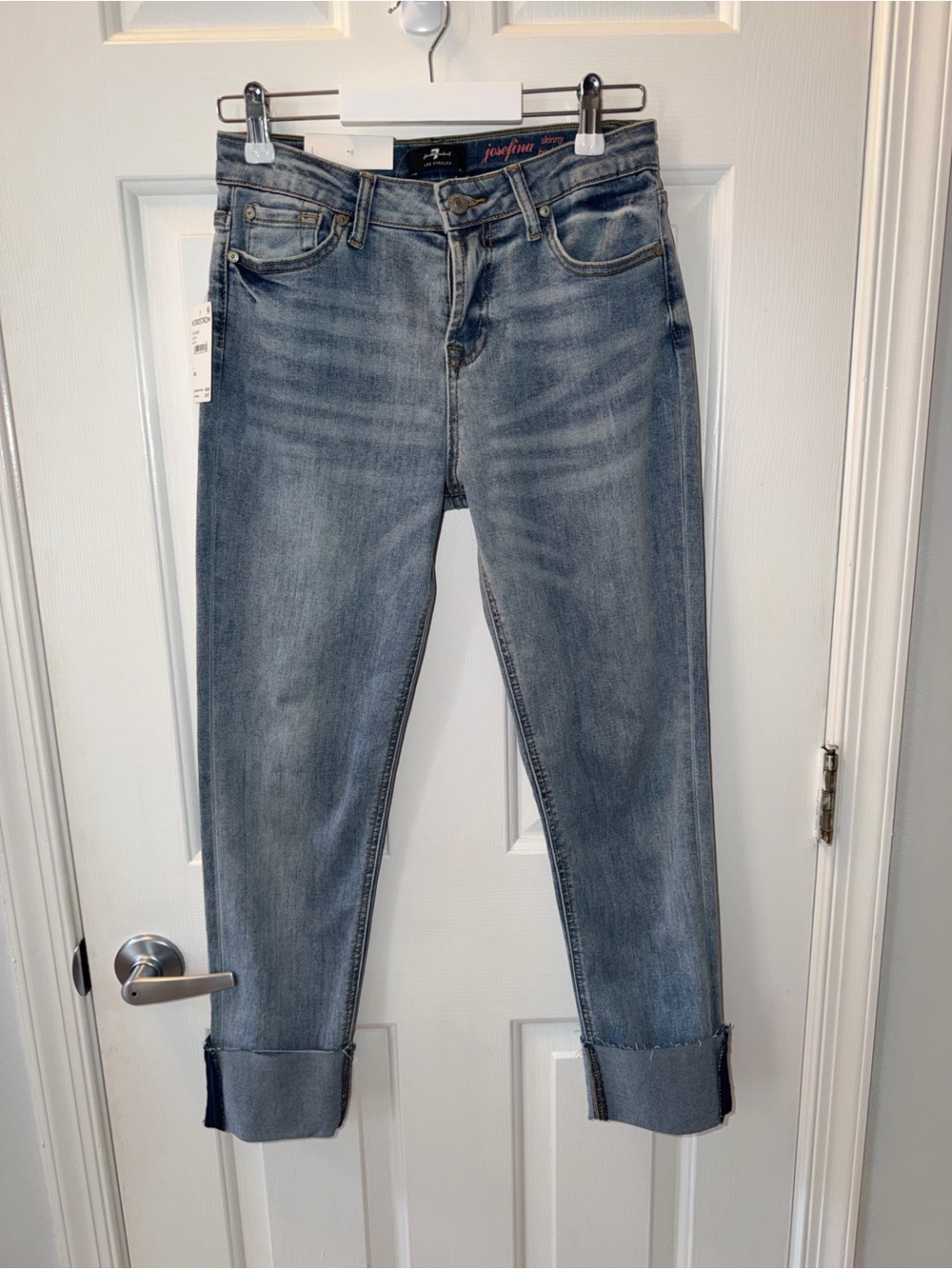 7 for All Mankind Women's Light Wash Roll-Cuff Jeans